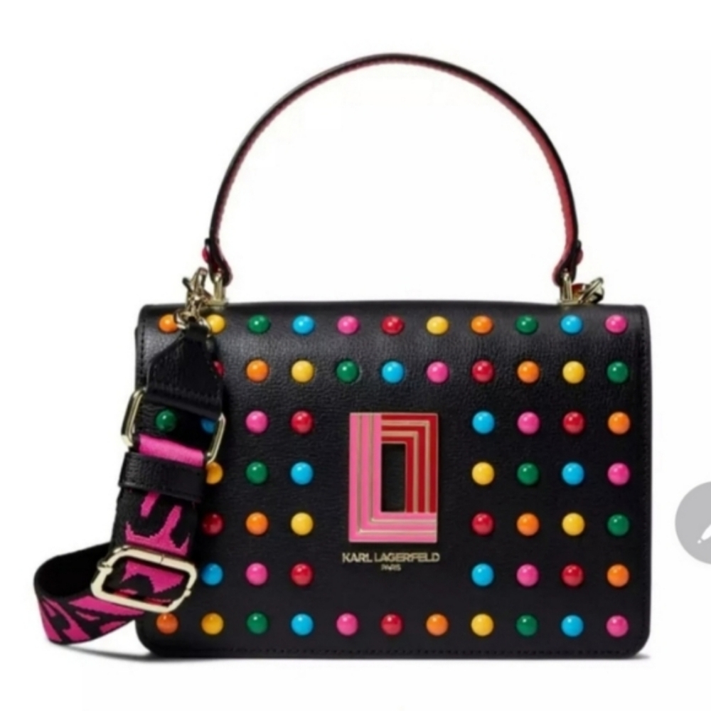 ✨️🌈 Karl Lagerfeld Paris Simone dots Crossbody, Black MULTI NWT ✨️🌈